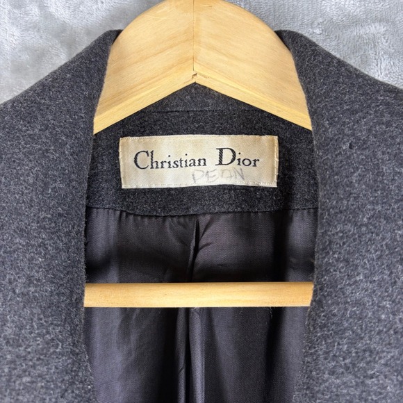 Christian Dior Womens Loro Piana Lambswool Peacoat Charcoal Gray Size 4 Luxury - Picture 3 of 16